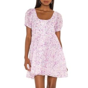 LoveShackFancy Lilac Floral Mini Dress